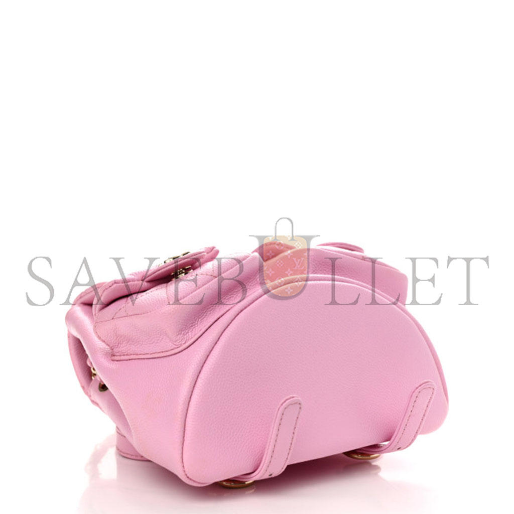 Ch*el small quilted caviar duma pockets drawstring backpack as3787 (17.5*16.5*10cm)